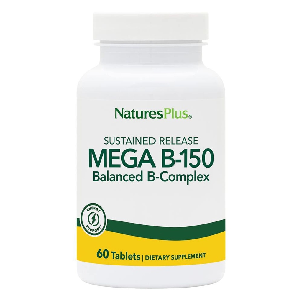 Natures Plus Mega B150 Complex, Sustained Release - 60 Vegetarische tabletten - Maximale sterkte B Complex Vitamine Supplement - Glutenvrij - 60 porties