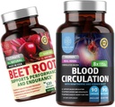 N1N Premium Blood Circulatie Supplement [8 Krachtige Kruiden & Vitaminen] en Biologische Beetwortel Capsules, 1300mg ter ondersteuning van de gezondheid van het hart, bloedcirculatie en bloeddruk, 2 Pack Bundle