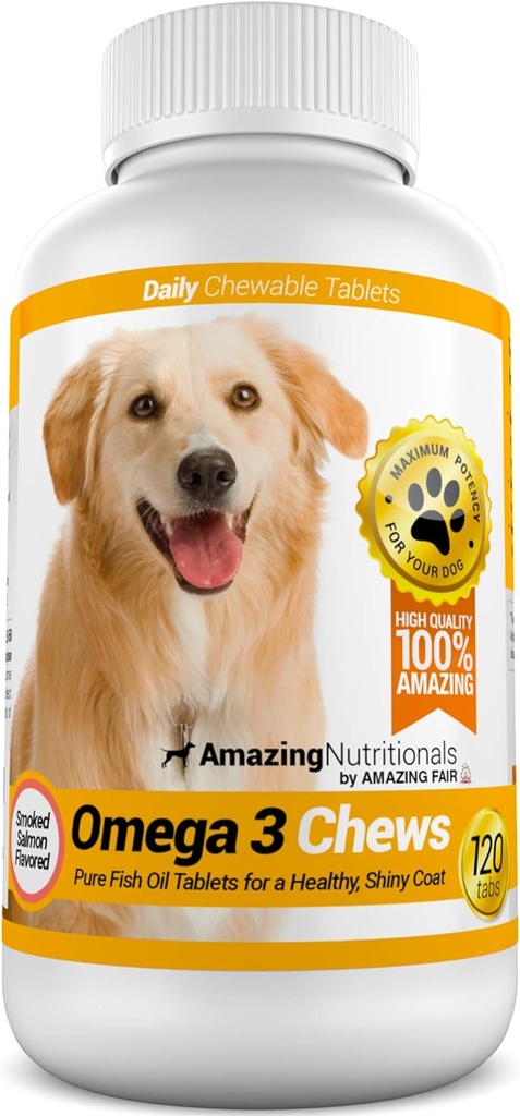 Verbazingwekkend Omega 3 voor honden - Omega 3 Visolie voor honden supplement voor Itchy huidverlossing voor droge huid en hot spots en vergieten Coat met EPA en DHA vetzuren - 120 zalm smaak Kauwen
