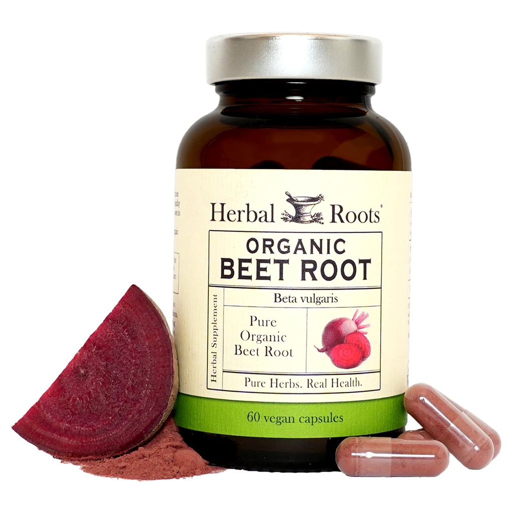 Kruidenwortels Biologische Beetwortelpoeder Capsules - 1.500mg per portie - Gecertificeerd USDA Organic - Non-GMO - 60 Graaf Vegan Capsules