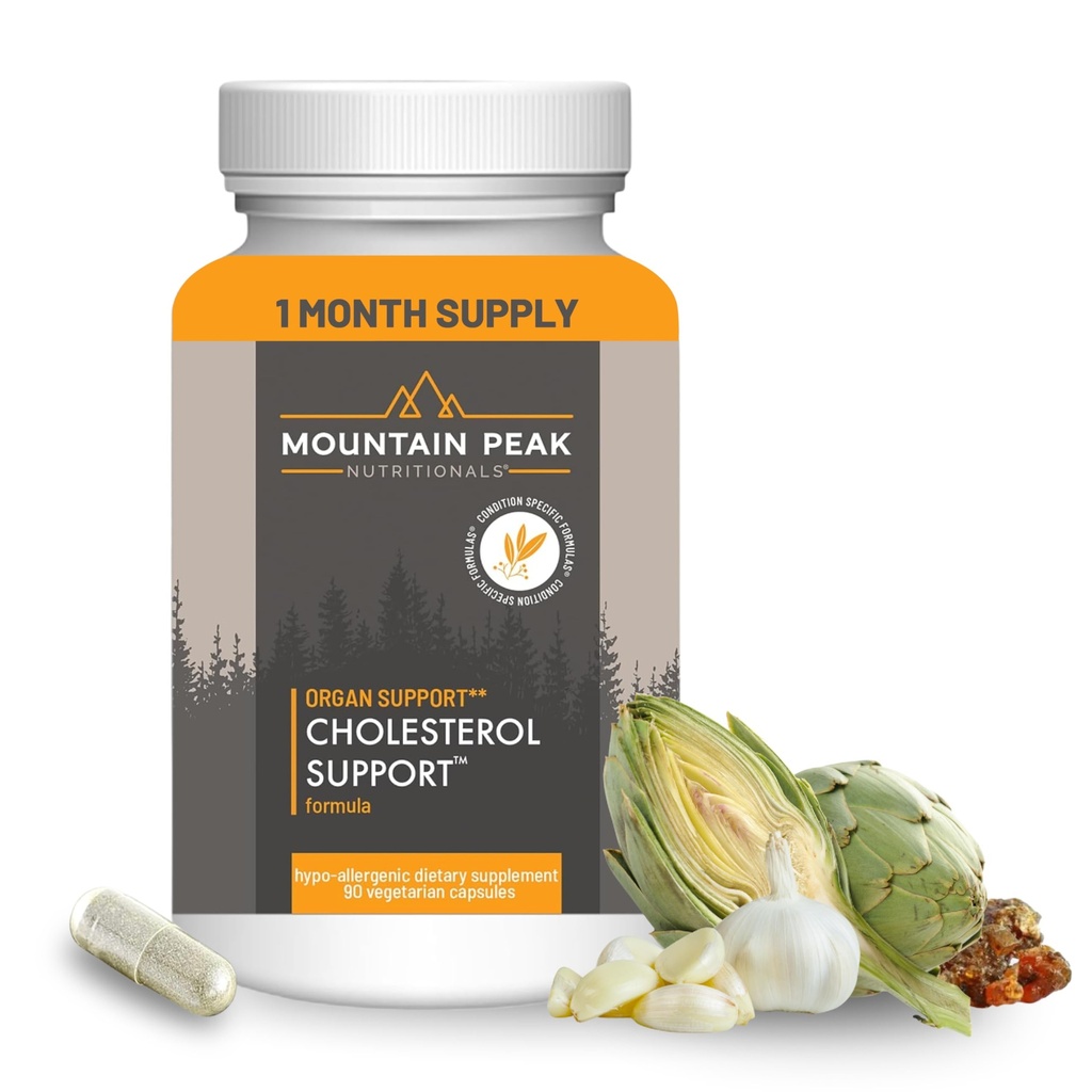 Mountain Peak Nutritionals Cholesterol Support Supplement - met Artichoke Extract, CoQ10, & Red Gist Rice - Plant-based Formula ondersteunt hartgezondheid en gezonde Lipiden niveaus (90 Vegetarische Capsules)