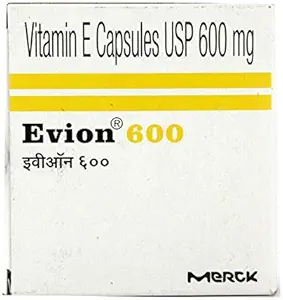 50 Evion 600mg Capsules Vitamine E voor gloeiend gezicht, sterk haar, acne, nagels, gloeiende huid 400mg, controle van haar verliezen