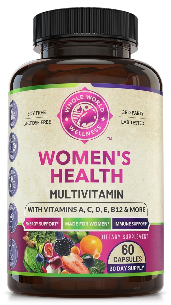 Womens Daily Multivitamine Multimineral Supplement voor energie, stemming, focus, haar, huid en nagels. Gemaakt voor vrouwen met 30+ voedingsstoffen, fruit en energie mengen. Vrouwen Vitaminen 60 Capsules. Gemaakt in de VS.