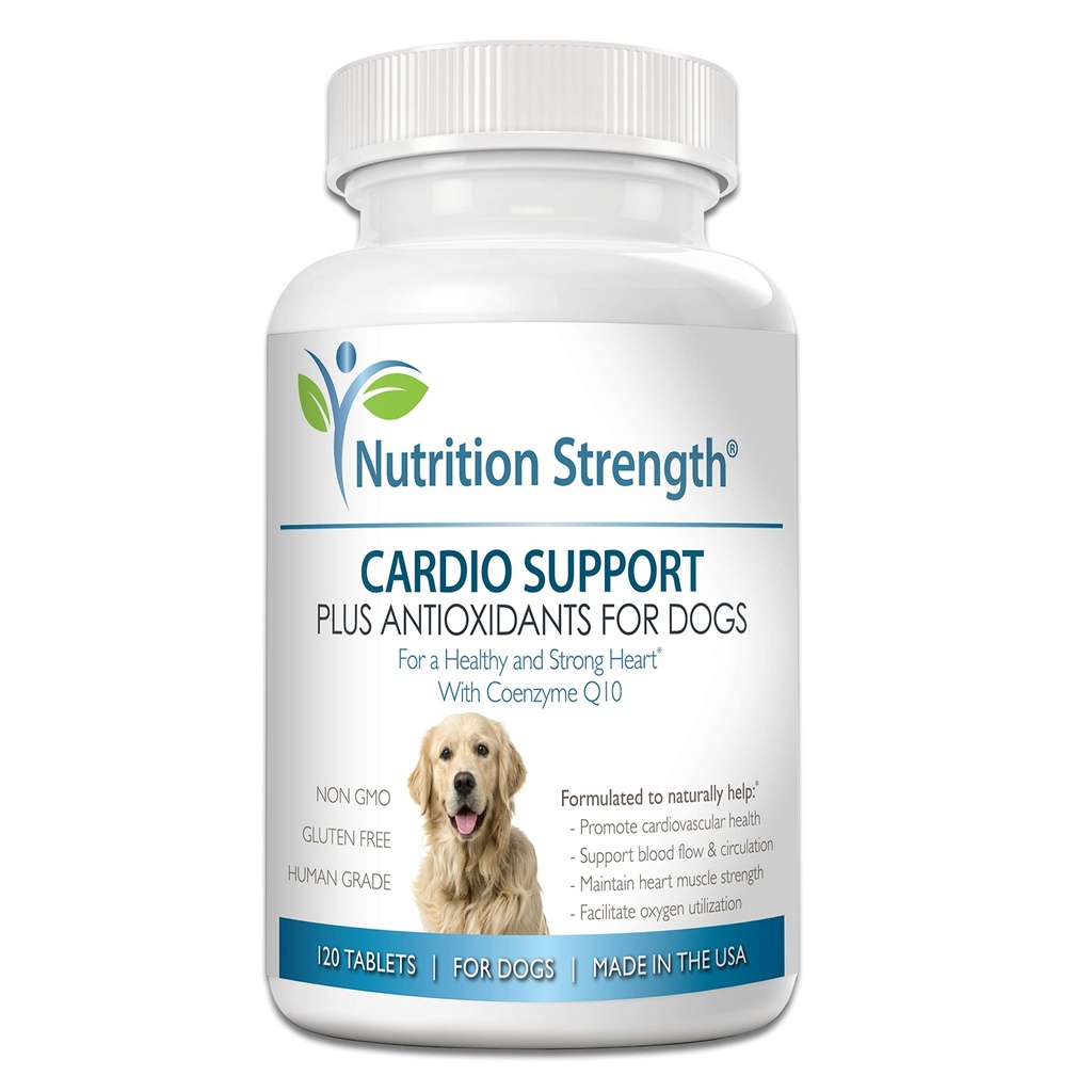 Cardio Ondersteuning voor Honden Plus Antioxidant, L-Carnitine, L-Taurine, met Co-enzym Q10 en Vitamine E, bevordert een gezonde en sterke hondenhart, 120 kauwtabletten