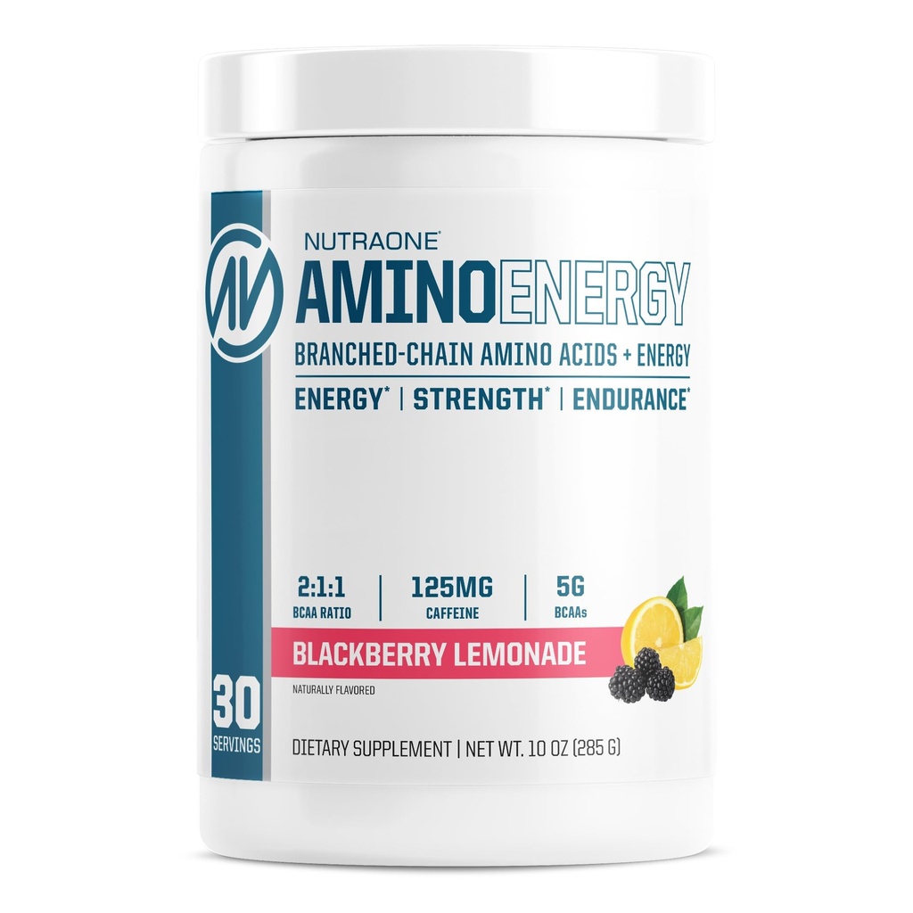 NutraOne Amino Energy BCAA Powder Pre-Workout Supplement met Cafeïne vertakte keten Aminozuren te helpen brandstof en Recover* (Berry Limonade - 30 porties)