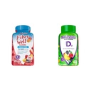 Vitafusion Fiber Well Sugar Free Fiber Supplement & Vitamine D3 Gummy Vitaminen voor Bone en Immuun Systeem Ondersteuning, Perzik, Blackberry en Aardbei Gearomatiseerd, 50 mcg Vitamine D, 75 dagen Supply, 150 Tellen