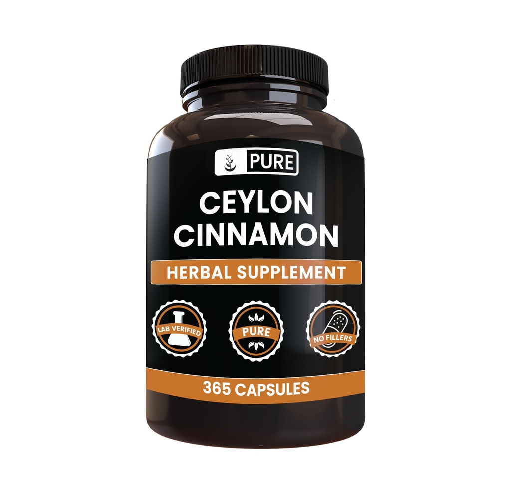 Pure originele ingrediënten Ceylon Cinnamon (365 capsules) Geen Magnesium of Rijst Fillers