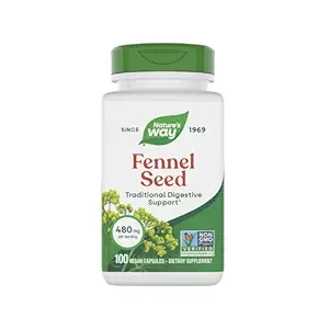 Nature's Way Fennel Seed, Traditional Digestive Support*, 480 mg per Serving, Glutenvrij & Veganistisch, Non-GMO Project Geverifieerd, 100 Capsules (Verpakking mei Vary)