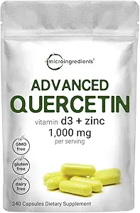Quercetine Supplementen met zink & vitamine D3, 1000 mg per portie, 240 capsules 3 in 1 