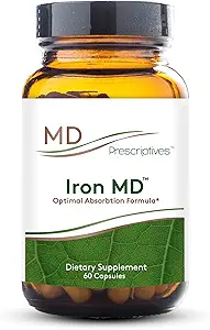 MD Prescriptives Iron MD Capsules - Daily Iron Supplement for Women & Men with Vitamin C, Vitamin B12 & Folic Acid - Optimale Absorptie Formula - 60 Veg Capsules