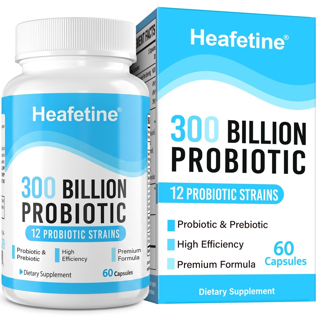 300 miljard CFU Probiotica voor vrouwen en mannen - 12 strains + 3 Organic Prebiotics, Probiotics for Digestief Health & Immune, Gut Health & Bloating, Gut Health for Women & Men - 60 Capsules