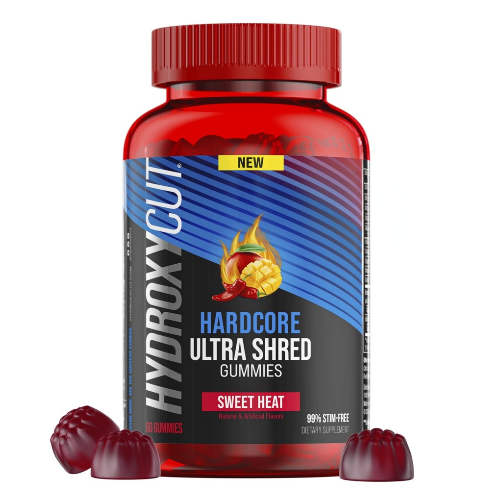 Hydroxycut Hardcore Ultra Shred Gummies, Sweet Heat - 99% Stimulant Free - Inclusief Capsaicine & B Vitaminen - voor vrouwen en mannen