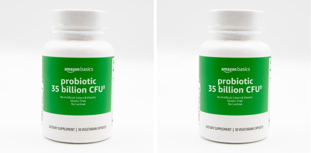 Basics Probiotic 35 Miljard CFU, 8 Probiotische Strains met Prebiotic Blend, Ondersteunt gezonde spijsvertering, 30 Vegetarische Capsules, 1 Maand Levering 30 Tel (Pack of 2) (Vorig Solimo)