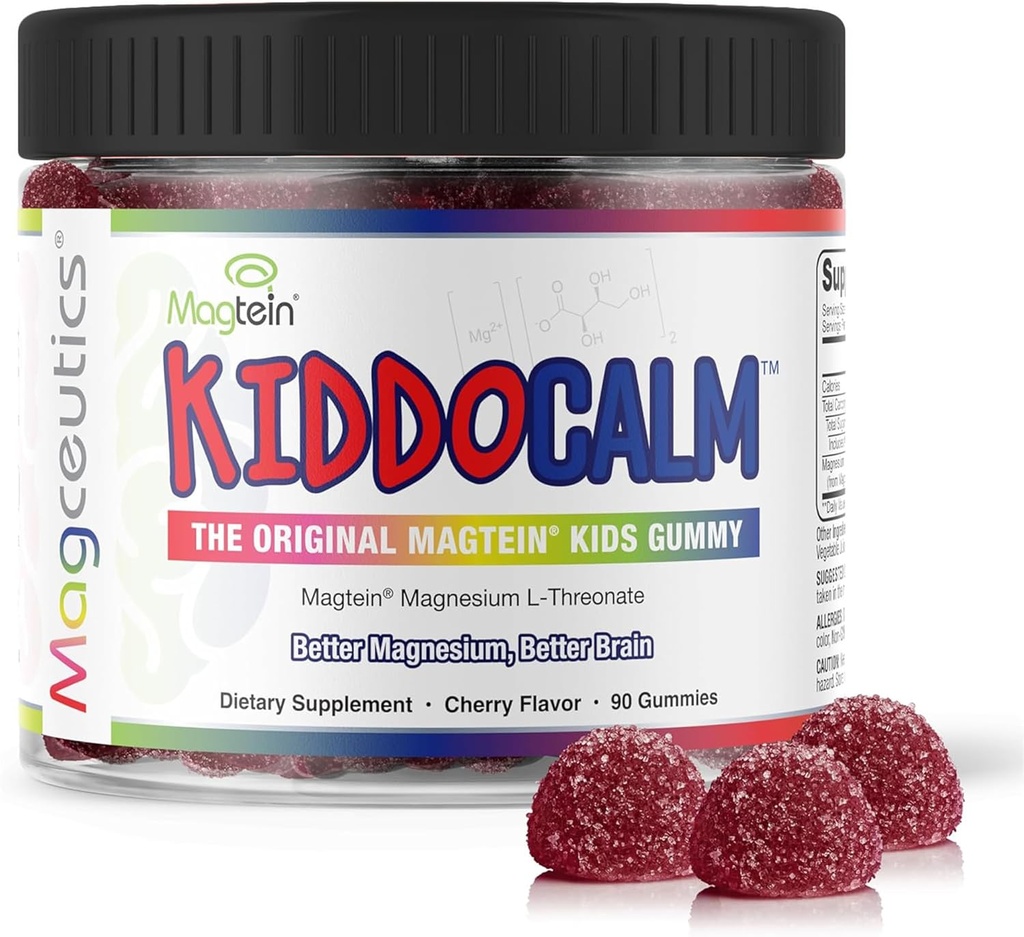 Kiddocalm Magnesium Gummies - Magtein Magnesium L-Threonate Gummy voor kinderen, Focus, Kalm, Slapen, Aandacht & Brain Health Support Supplement voor kinderen - 90 Vegan Gummies