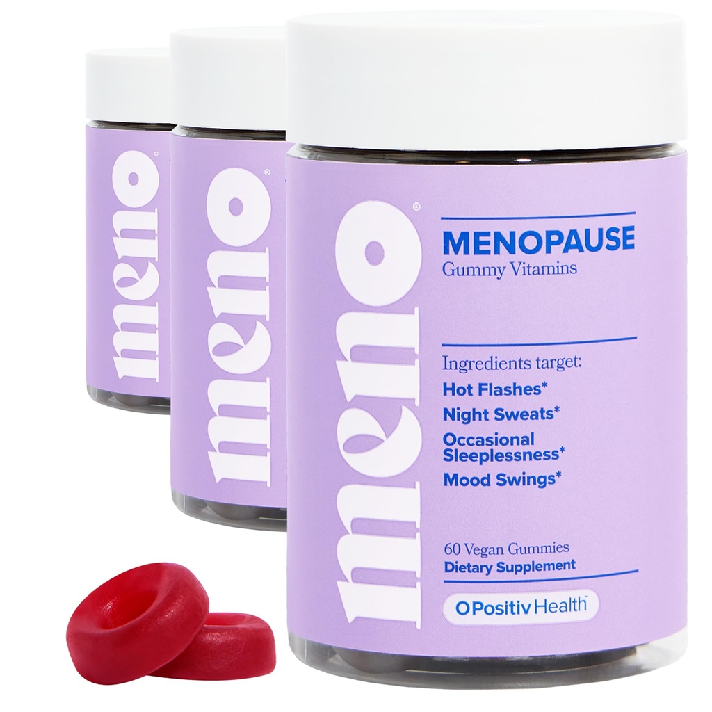 O Positiv MENO Gummies for Menopauze, 30 Servings (pakket van 3) - Hormone-vrije supplementen voor vrouwen met zwarte cohos en Ashwagandha KSM-66 - Helpt Alleviate Hot Flashes, Night Sweats, & Mood Swings