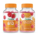 Levensvatbare vitamine B12 + Calcium met vitamine D, Gummies Bundle - Grote Proeverij, Vitamine Supplement, Glutenvrij, GGO-vrij, Kauwbaar