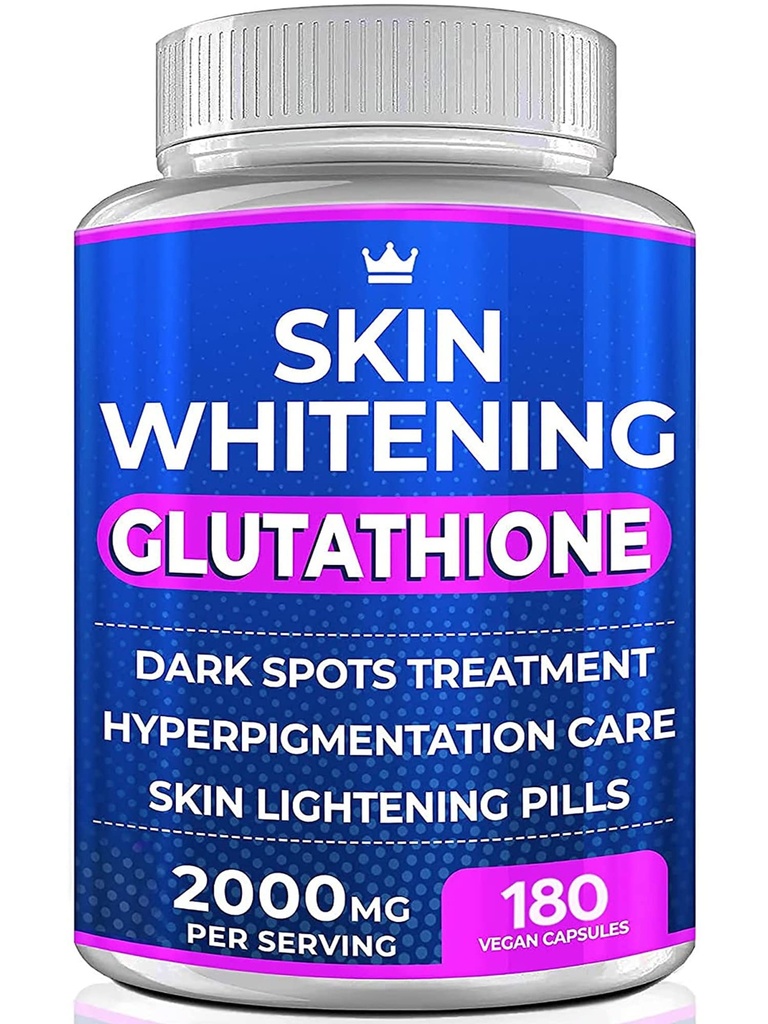 Glutathion Whitening Pillen - 180 Capsules 2000mg Glutathion - Effective Skin Lightening Supplement - Donkere vlekken, Melasma & Acne Scar Remover, Hyperpigmentation Treatment - Anti-Aging Antioxidant