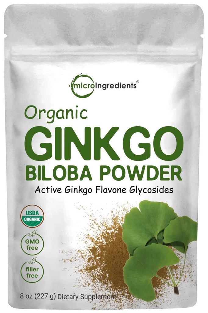 Micro-Ingrediënten Raw Organic Ginkgo Biloba Powder, 8 Ounce (18 Maanden Supply), Filler Free, ondersteunt hersenfunctie en geestelijke alertheid, Geen GGO's en Vegan vriendelijk