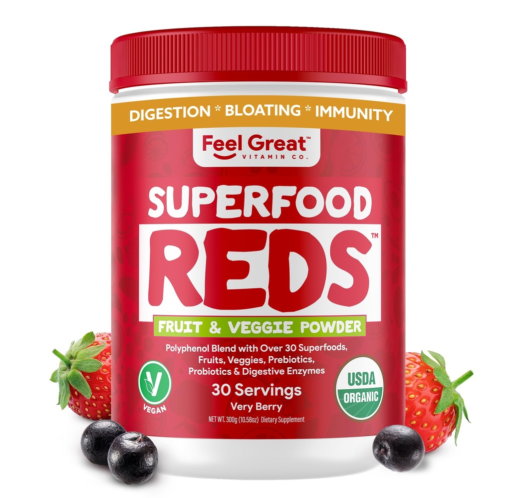 Feel Great Organic Superfood Reds Powder Packed with Beet Root Powder 