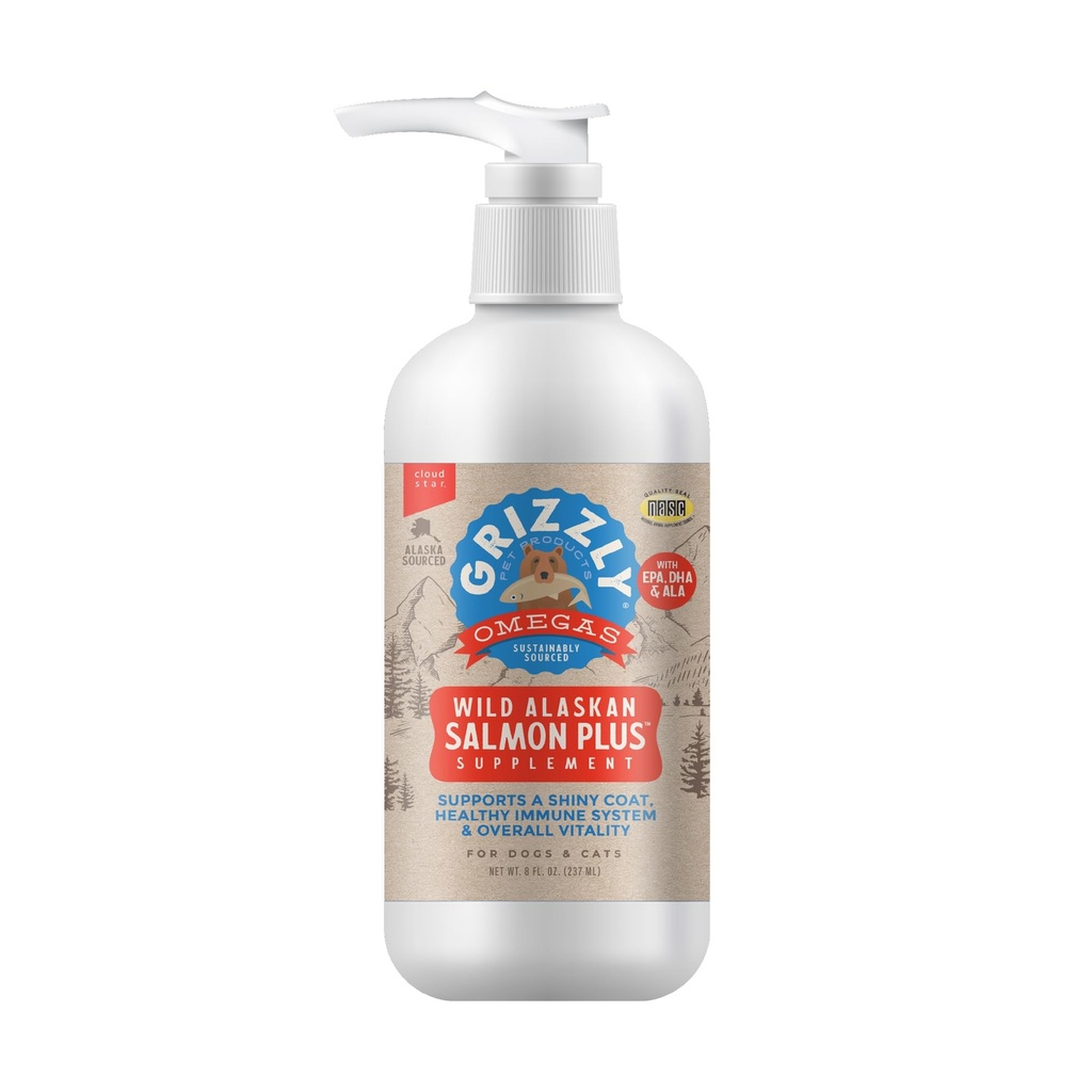 Grizzly Pet Products GRIZZLY PET-Salmon Oil Voor Honden 8 oz. ENGEL pompen
