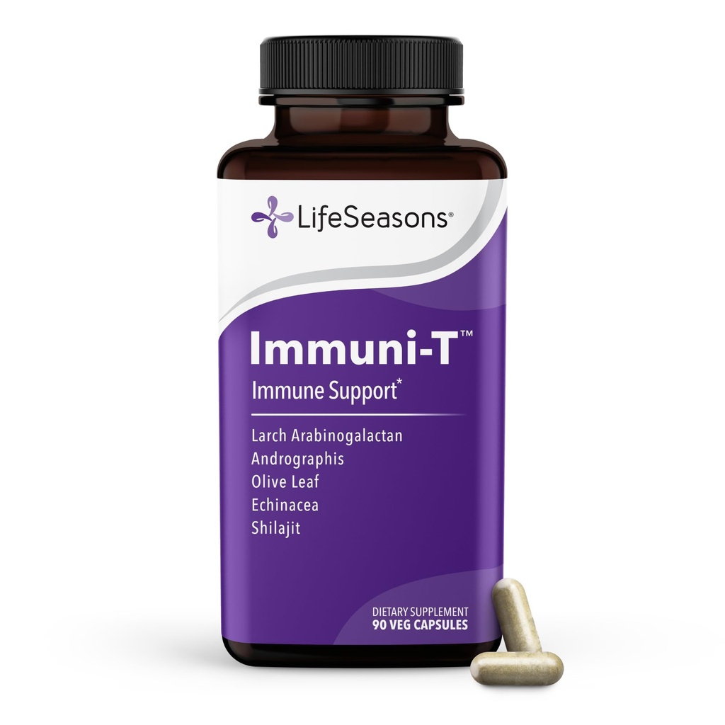 LifeSeasons Immuni-T - Immune Support Supplement - Immunity System Booster - Natural Cold & Flu Relief - Vlierbes, Echinacea, Andrographis, Arabinogalactans & Olive Leaf - 90 Capsules