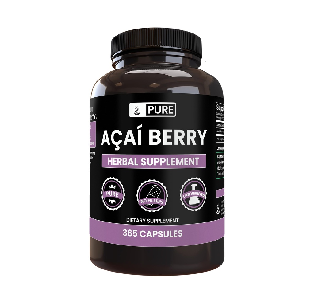 PURE ORIGINAL INGREDIENTS Acai Berry (365 Capsules) No Magnesium Or Rice Fillers, Always Pure, Lab Verified