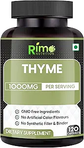 Thyme kruidensupplement Vegetarische capsules (Thymus Vulgaris) gedroogd blad (120 capsules) 1000mg per portie