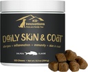 K9-Innovaties - Dagelijkse huid & jas hond kauwt zalm smaak - verminderen jeuk & paw kauwen, Omega 3 & VIT C voor huidgezondheid - 1-4 maand aanbod (120qty)