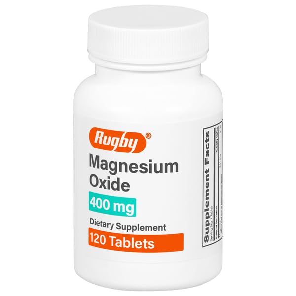Rugby Magnesiumoxide 400 mg Tabletten - Dieetsupplement - Glutenvrij - 120 Tellen (1 Verpakking)