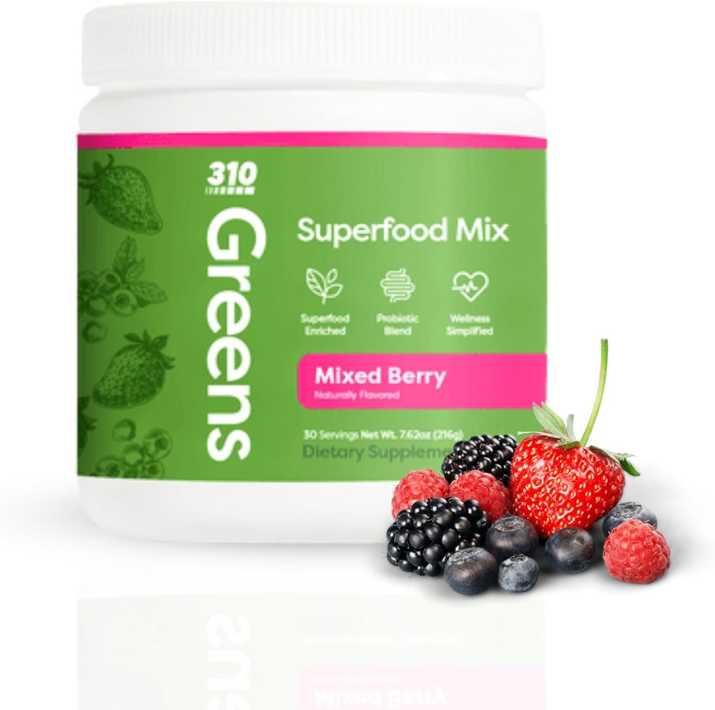 310 Voeding Biologische Superfood Greens Poeder Super Green Powder Supplement met Dagelijkse Groenen Spirulina, Plantaardige Enzymen & Antioxidanten 