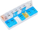 Pillen Organisator 7 Dag, Pill Box 2 keer per dag PM Pill Case, Weekly Pillen Container Portable Travel Medicine Box voor Vitaminen en Supplementen (Blue-White)