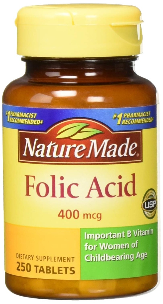 Nature Made Folic Acid (400 mcg) Tabletten, 250 Telling, Verpakking van 2
