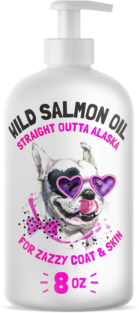 Wild Alaska Zalmolie voor honden en katten - Pure vis Omega 3 6 9 Liquid EPA DHA vetzuren - Huid & jas supplement - Ondersteunt gezamenlijke functie, hersenen, ogen, Immune & Heart Health - Made in USA 8 oz