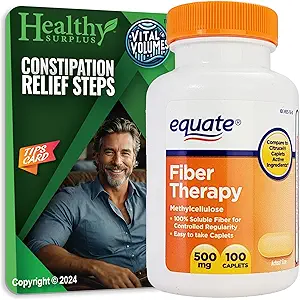 Fiber Therapy Methylcellulose 500 mg 100 Caplets and Vital Volumes Tips Card Bundle