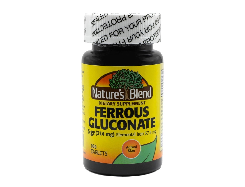 Nature's Blend Ferrous Gluconate Tablets, 100 Tellen