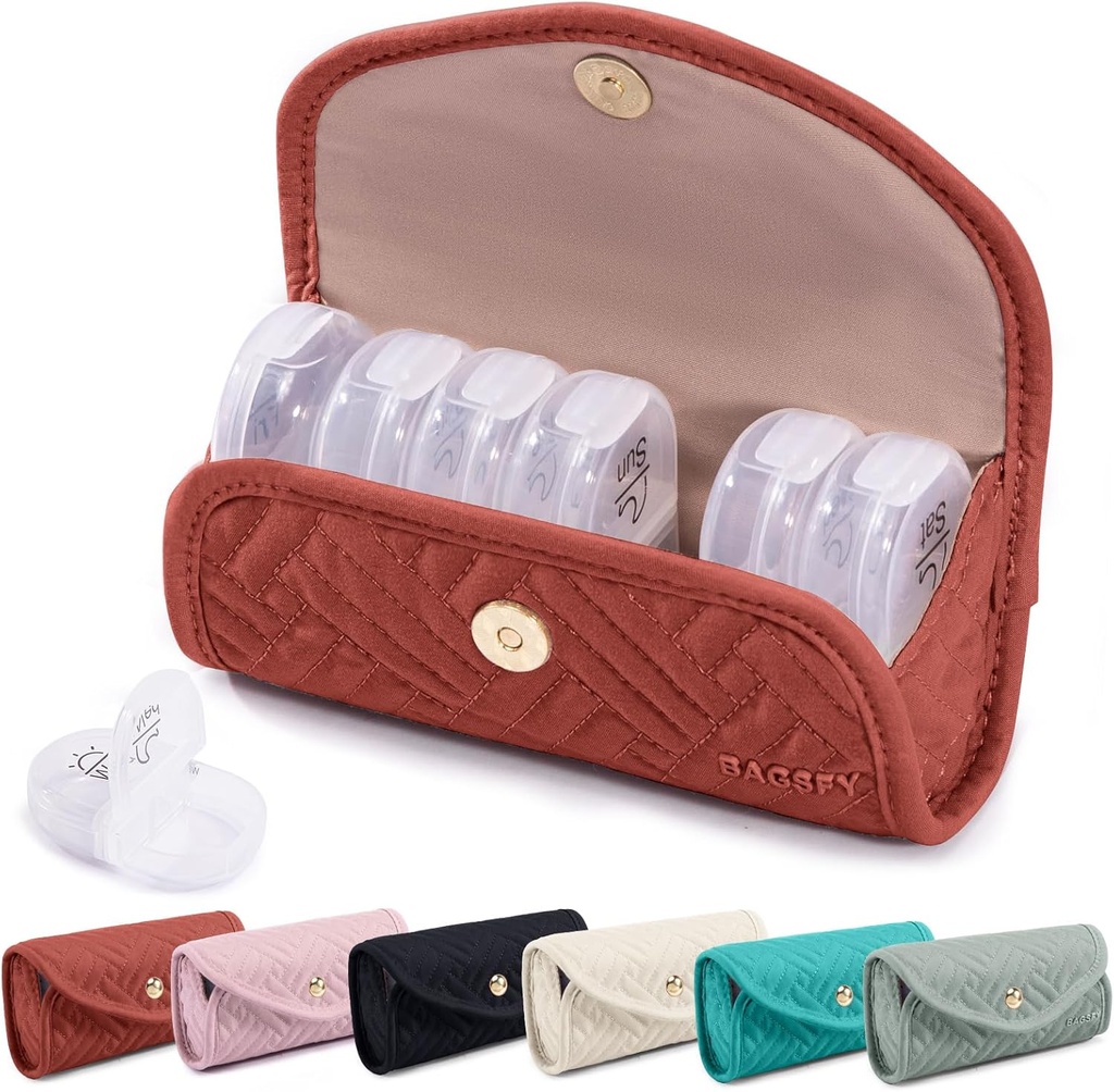BAGSFY Weekly Pill Organizer 2 Times a Day in a Cute Fabric Pill Case, Medicine Bag, AM PM Pill Box 7 Day, Portable Medication Travel Case for Pills, Vitamins, Fish Oils, Supplements.