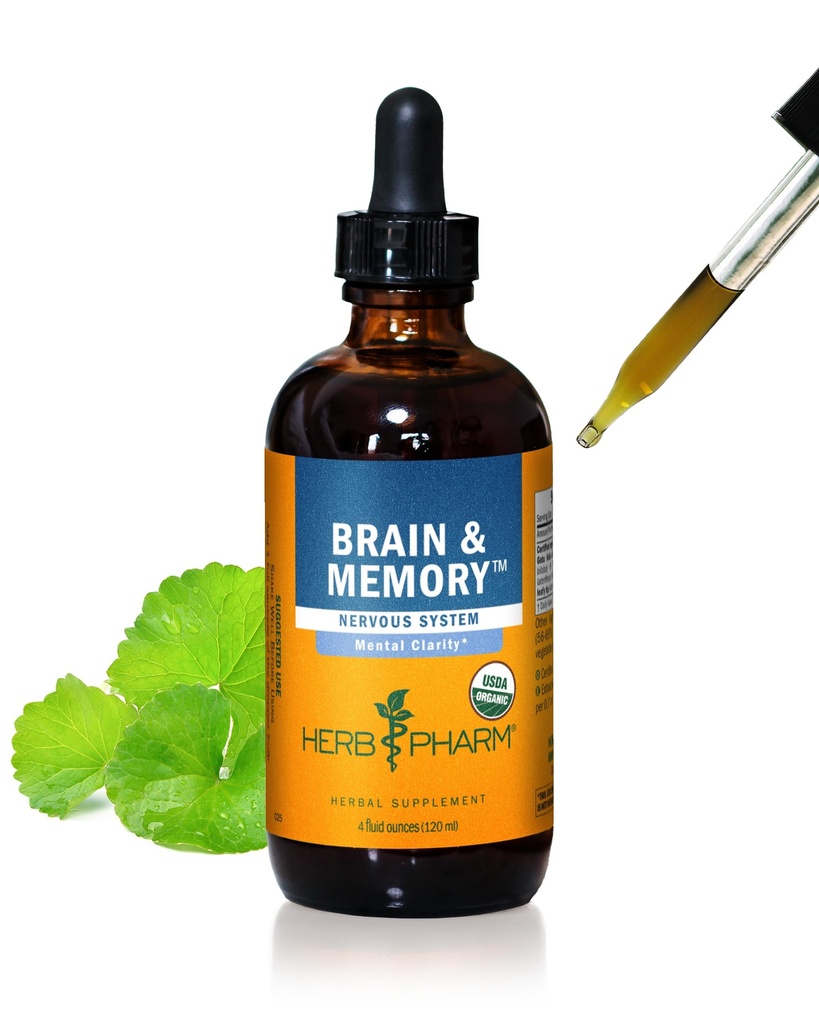 Herb Pharm Brain en Memory Liquid Herbal Formula met Ginkgo voor Geheugen en Concentratie, 4 Fl Oz