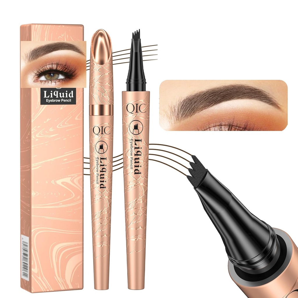Q706 Eyebrow Pen, 4 Tiped, nauwkeurige, langdurige, waterdichte Eyebrow Makeup (2# Dark Brown)