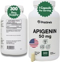 PRISTINE'S Apigenin 50mg 300 Day Supply Supplement voor slaapcapsules - Prostate Support Supplement Gevonden in kamille poeder voor ontspanning, gezonde veroudering, hersenen & hartgezondheid, & immuniteit