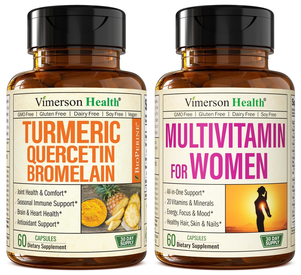 Quercetine met bromelaïne en Kurkuma Curcumine & Complete Multivitamine voor vrouwen