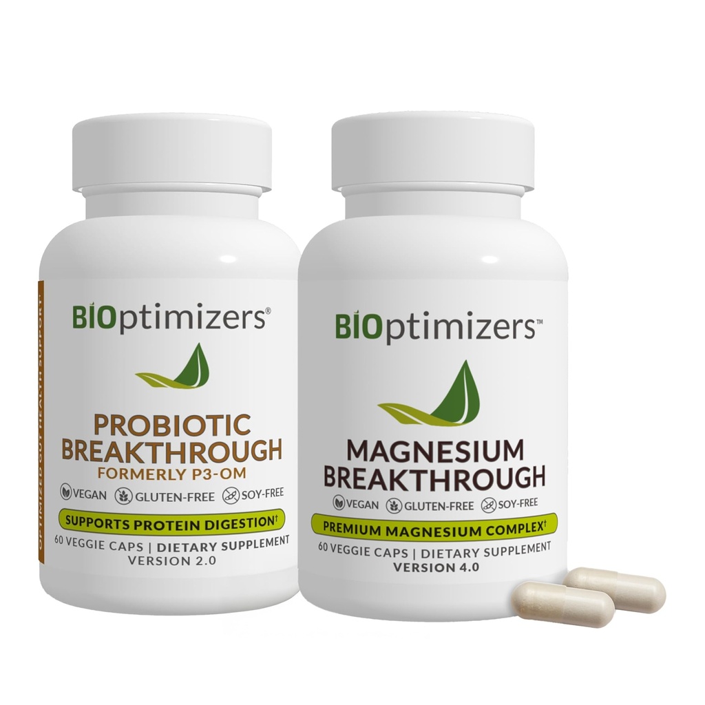 BiOptimitizers - P3-OM (60 capsules) en Magnesium Doorbraak 4.0 (60 capsules) Supplement Bundel