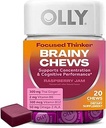 OLLY Focused Thinker Brainy Chews, Omega-3 ALA, Vitaminen B6 & B12, Plus Thaise Gember Extract voor alertheid, Concentratie & Cognitive Performance Support, Vegetarisch, Raspberry, 20 Tellen