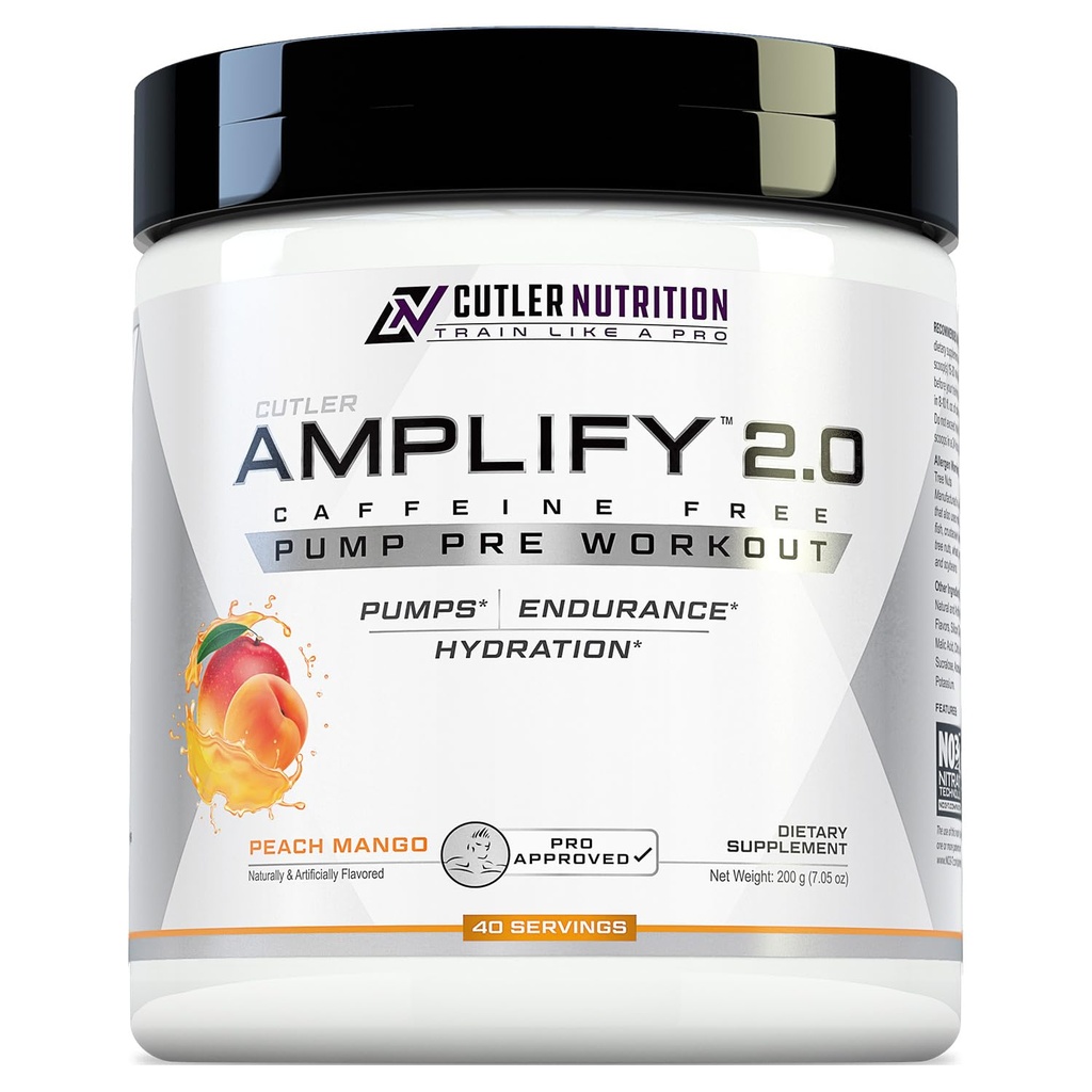 Cutler Nutrition Amplify Pump Pre-workout Cafeïnevrije Nitric Oxide Booster met Arginine en Citrulline Pre-workout voor maximale pompen