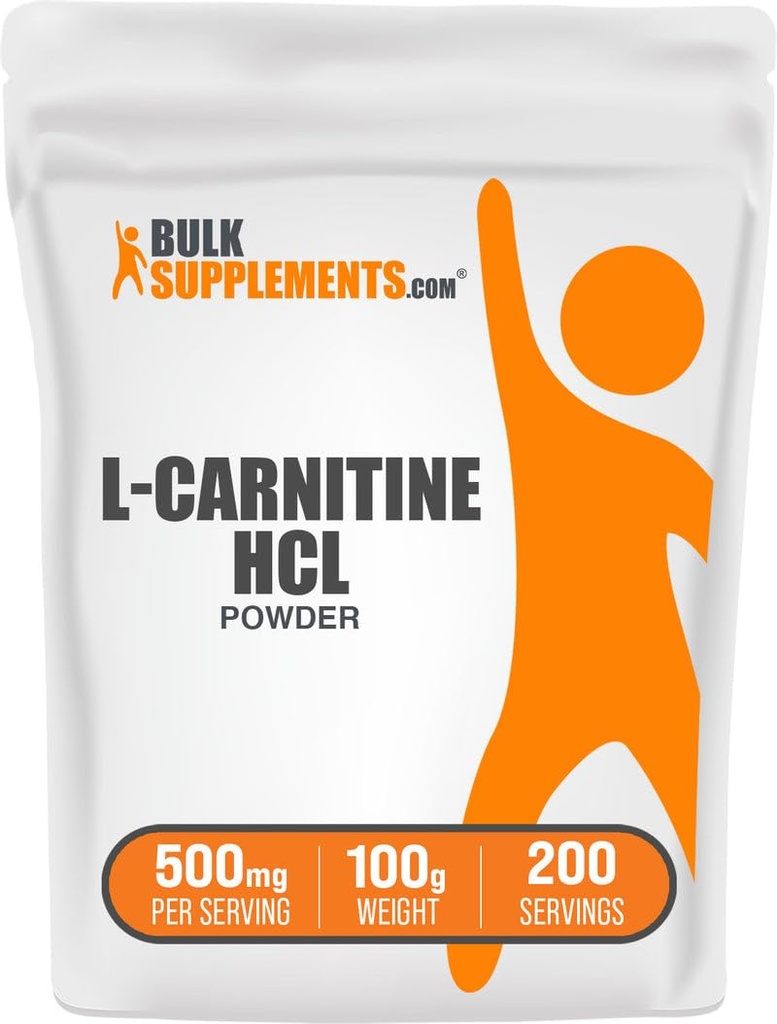 BulkSupplements.com L-Carnitine HCl Powder - Carnitine Supplement, Carnitine Powder, L-Carnitine 500mg - Unflavored & Gluten Free, 500mg per Serving, 100g (3,5 oz) (Pack of 1)