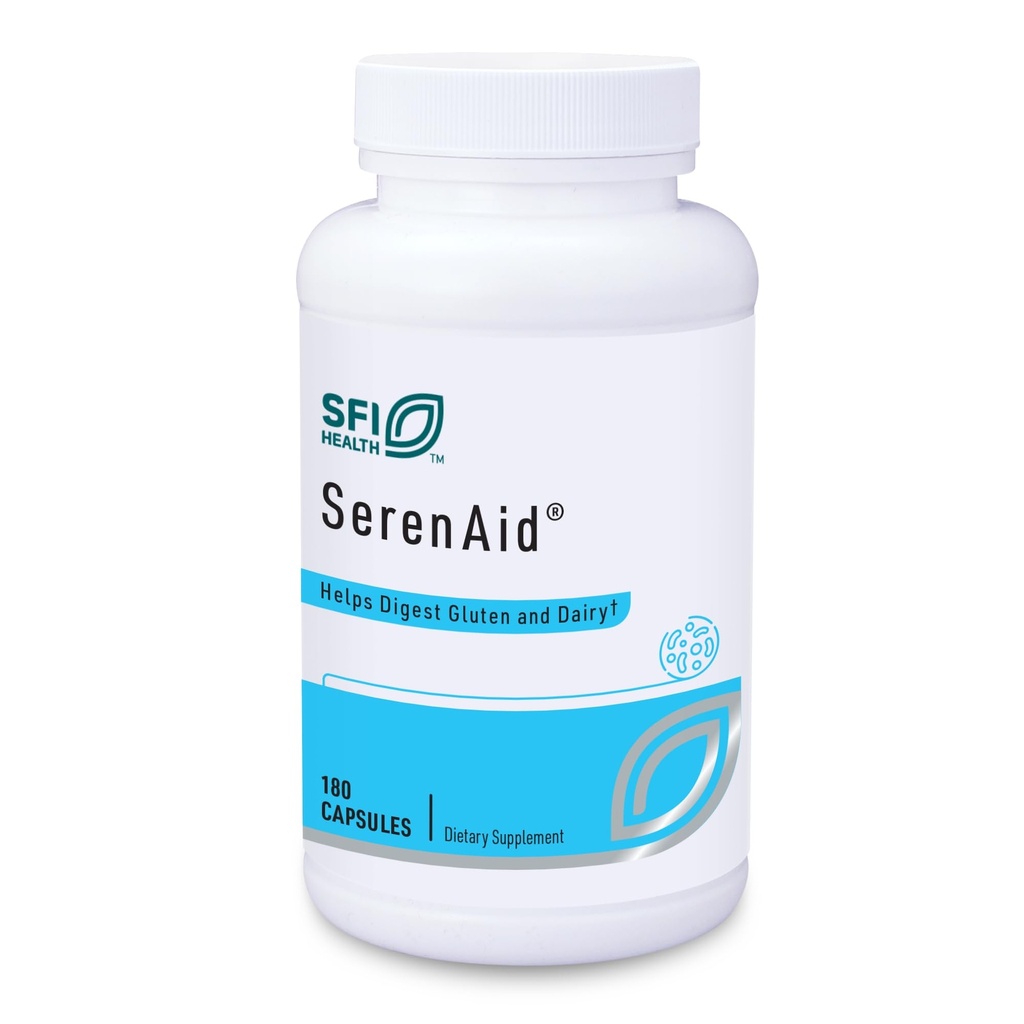 Klaire Labs SFI Health SerenAid - Vegetarische multidigestieve enzymen Supplement met DPP-IV activiteit & Lactase - Enzyme Blend ter ondersteuning van Gluten en zuivel afbraak - bevordert spijsvertering (180 capsules)