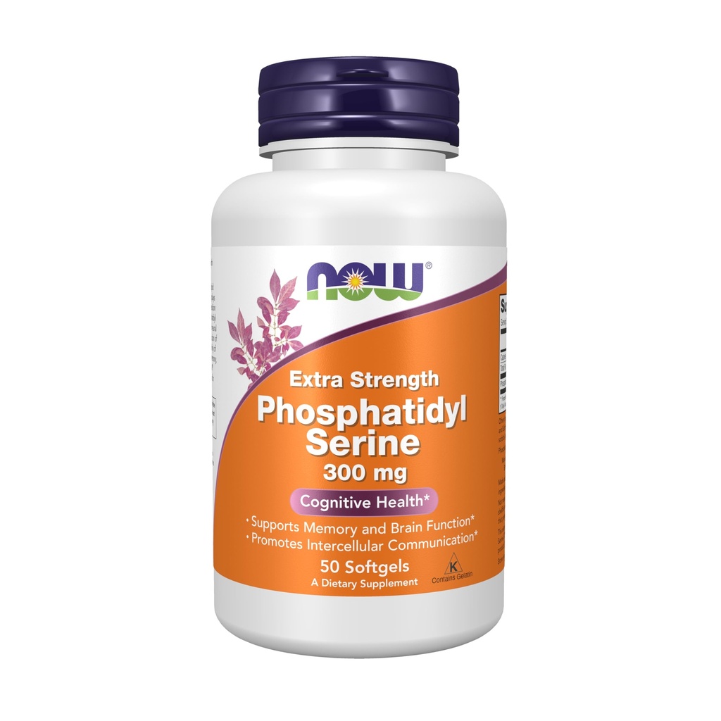 NOW Supplementen, Fosfatidyl Serine 300 mg, Extra Sterkte, met Fosfolipide verbinding afgeleid van Soy Lecithin, 50 Softgels