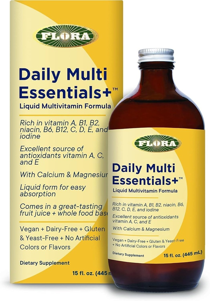 Flora - Daily Multi Essentials+, Liquid Multivitamine Formula, 13 Essentiële Vitaminen & Mineralen, 15 Fl Oz