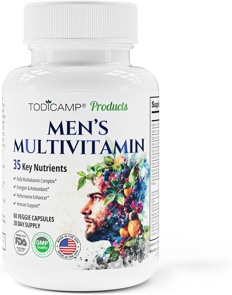 Multivitamine & Mineral Complex voor mannen met plantaardige extracten - Multivitamine voor mannen verbetert de algehele gezondheid, antioxidant & natuurlijke lichaamsondersteuning - 60 capsules - 30 dagen levering