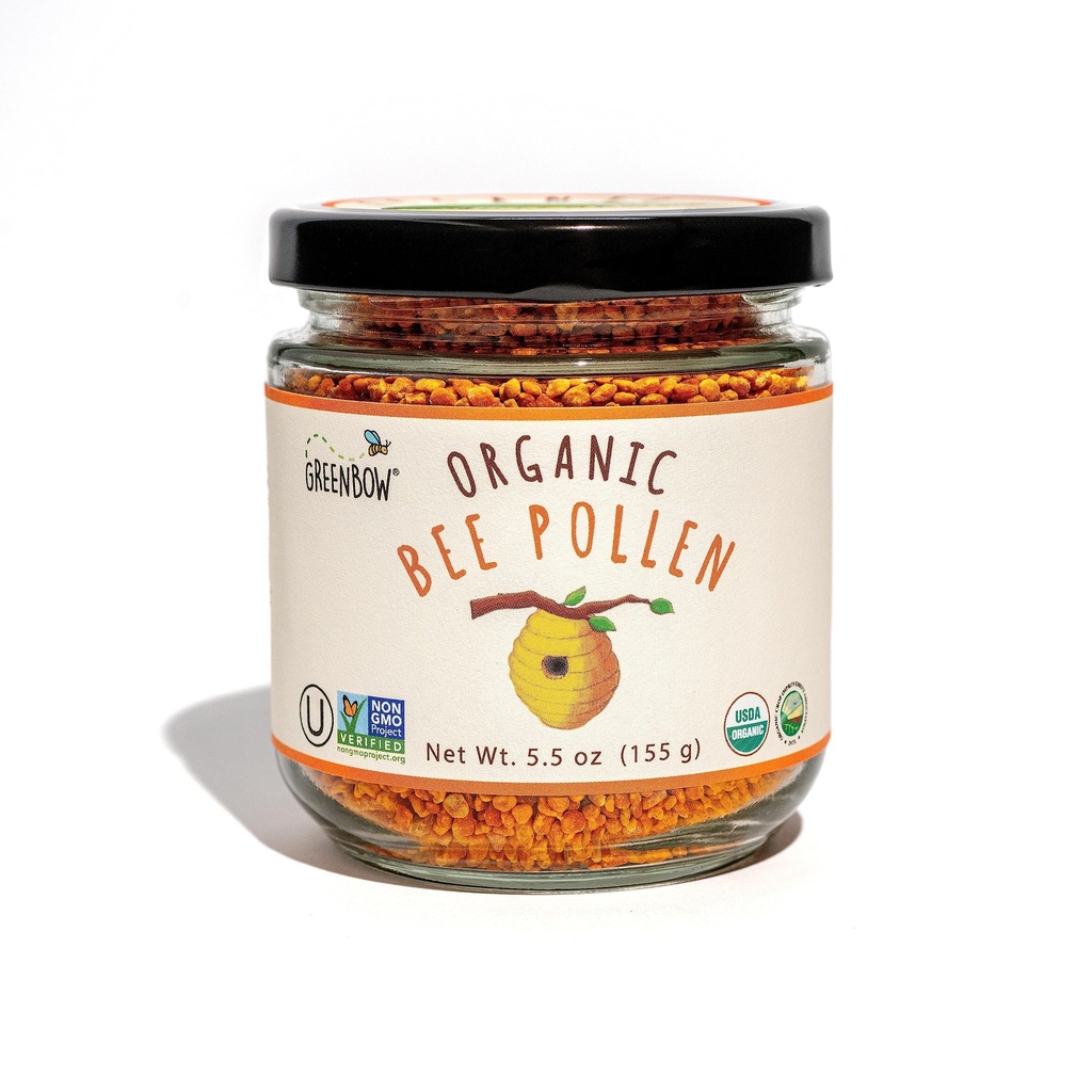 Greenbow Organic Bee Pollen - 100% USDA Certified Organic, Non-GMO, Halal, Kosher Certified, Pure & Natural Bee Pollen - Superfood Verpakt met eiwitten, vitamines en mineralen - Glutenvrij - 155g