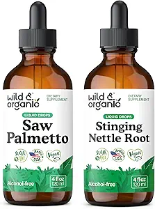 Wild & Organic Saw Palmetto Tinctuur 4 fl oz & Stinging Nettle Root Tinctuur 4 fl oz